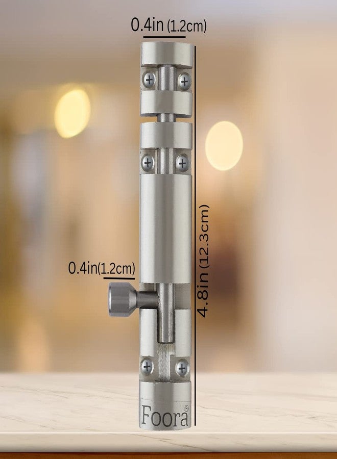 Foora Premium Tower Bolt - 4 Inch Stainless Steel Rod with Knob, Aluminum Body (Chatakni), S.S. Finish, Door, Window, Gate Lock Pack of 1 - Image 2